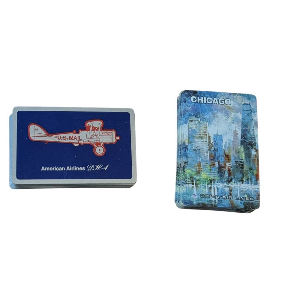 VTG Chicago Delta Airlines Playing Cards + American Airline US Mail DH-4 Deck